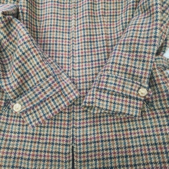Vintage Character Suburban Wear Houndstooth Wool Lined Tailored Blazer Jacket 12 - Picture 10 of 16